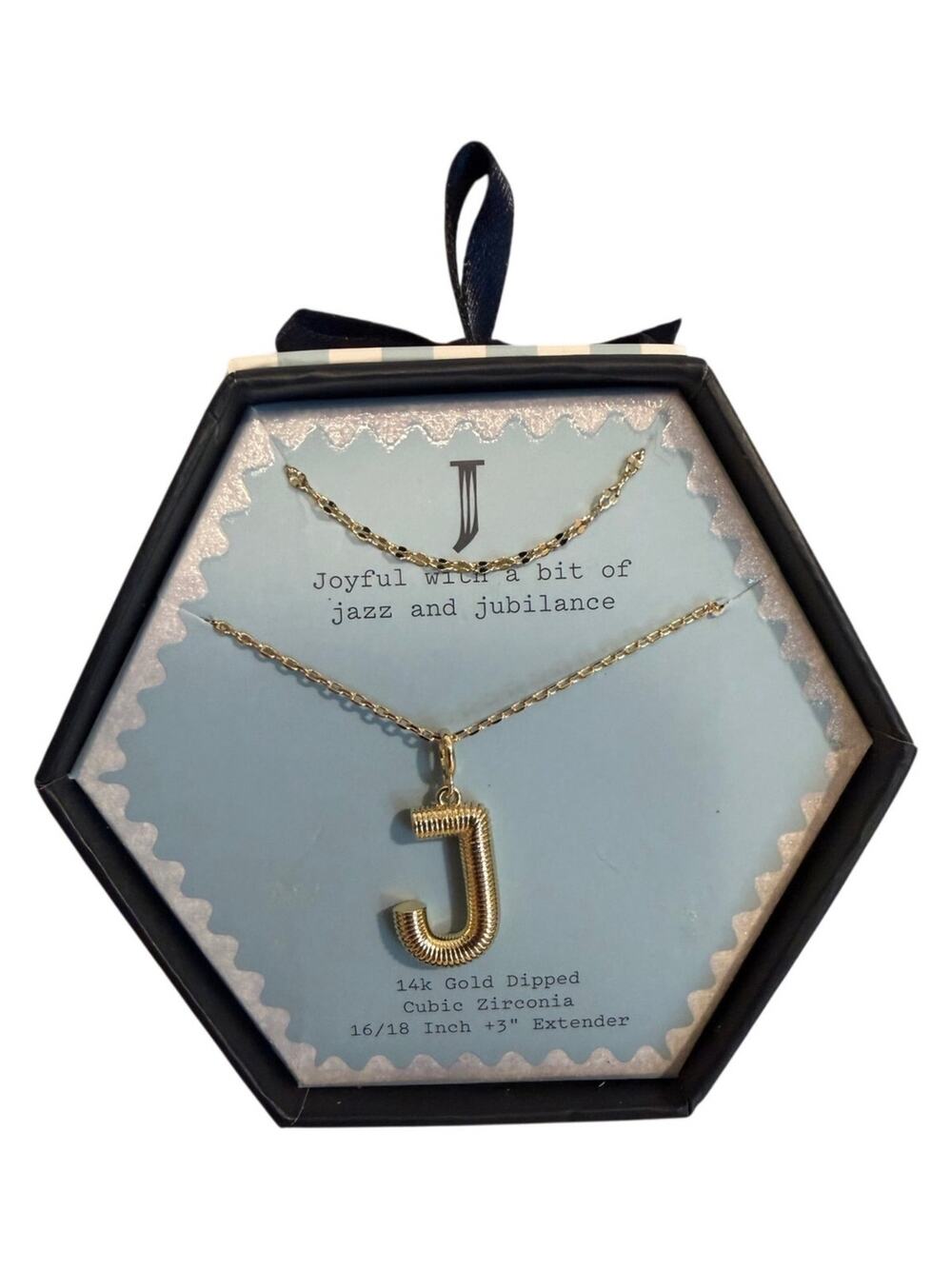 Initial J Necklace 14k Gold Dipped Cubic Zirconia Letter Pendant A New Day Gift